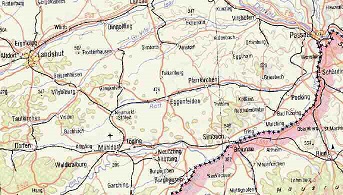 Landkarte der Rottalbahn um 1970